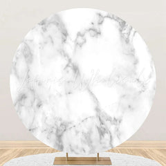 Lofaris Grey Marble Texture White Round Birthday Backdrop