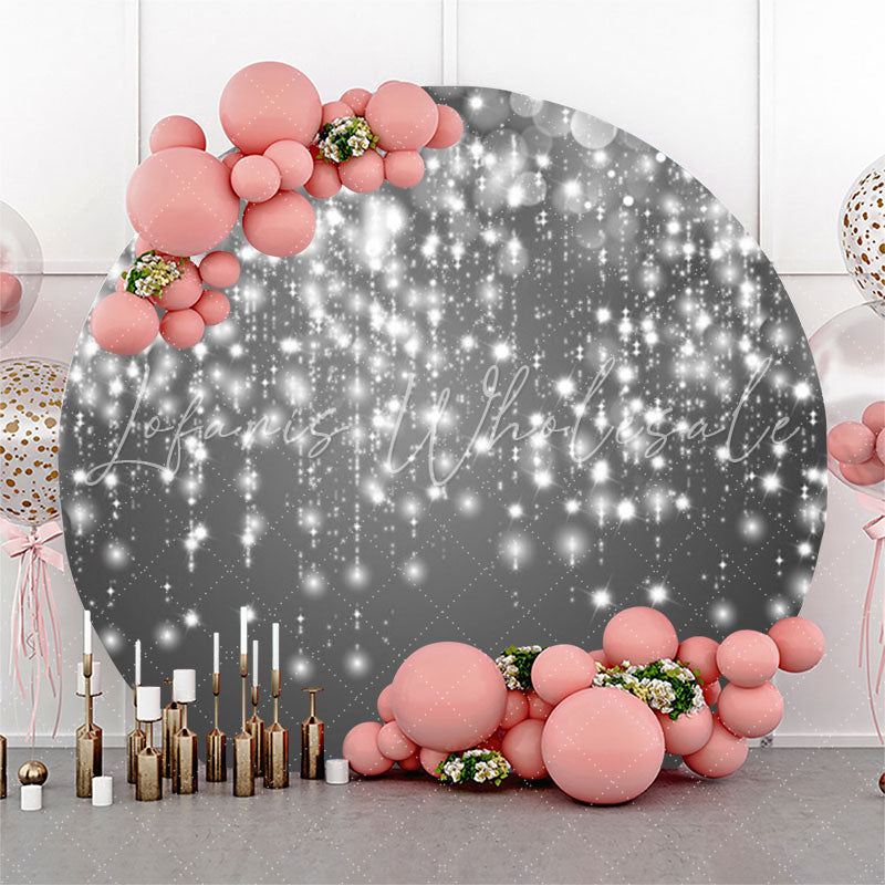 Lofaris Grey Shine String Circle Birthday Backdrop Cover