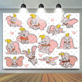 Lofaris Grey Spot And Love Fly Elephant Birthday Party Backdrop