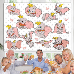 Lofaris Grey Spot And Love Fly Elephant Birthday Party Backdrop