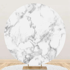 Lofaris Grey White Simple Marble Round Birthday Backdrop