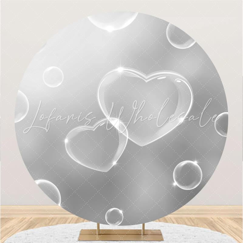 Lofaris Grey With Love Round Birthday Party Decoration Backdrop