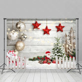 Lofaris Grey Wood And Santa Claus Dolls Merry Christmas Backdrop