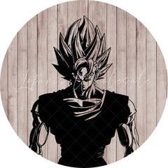 Lofaris Grey Wood Black Cartoon Character Round Birthday Backdrop