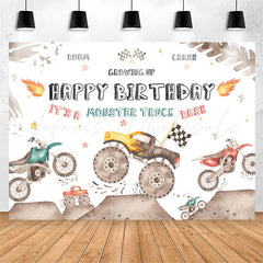 Lofaris Growing Up Monster Truck Bash Boy Birthday Backdrop