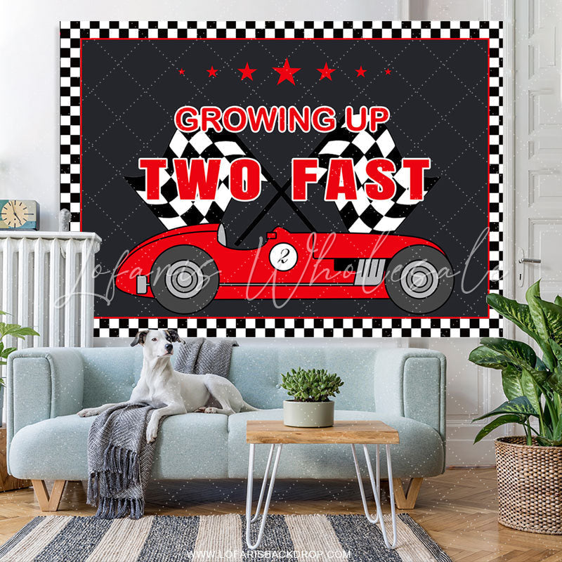 Lofaris Growing Up Two Fast Car Themed Happy Birthay Backdrop