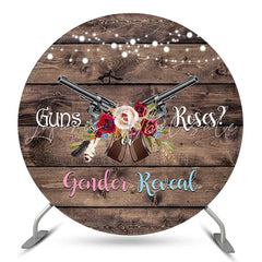 Lofaris Guns Or Roses Floral Wood Circle Gender Reveal Backdrop