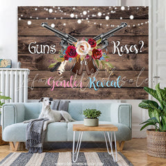 Lofaris Guns Or Roses Wooden Gender Reveal Baby Shower Backdrop