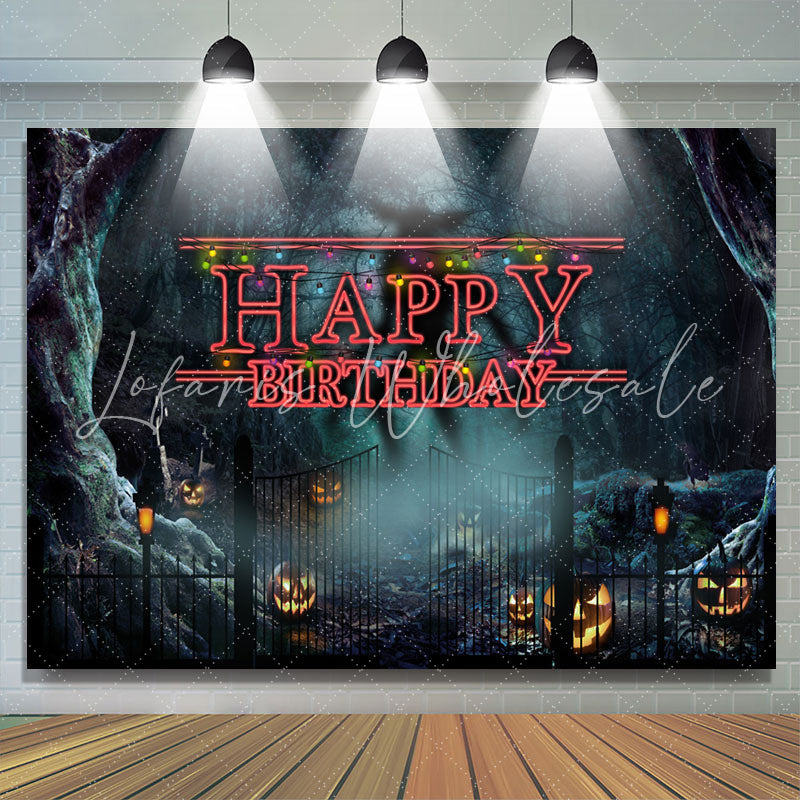 Lofaris Halloween Black Theme Happy Birthday Backdorp For Party