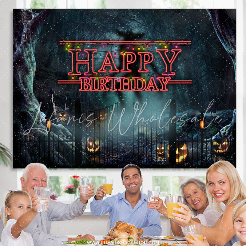 Lofaris Halloween Black Theme Happy Birthday Backdorp For Party
