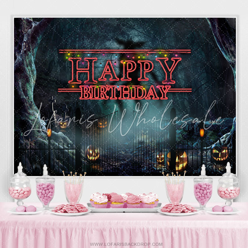 Lofaris Halloween Black Theme Happy Birthday Backdorp For Party