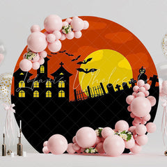 Halloween Castle and Cemetery Round Backdrop for Spooky Event