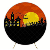 Halloween Castle and Cemetery Round Backdrop for Spooky Event