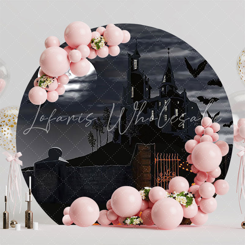 Halloween Castle Night Round Backdrop for Spooky Fun