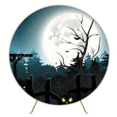Halloween Forest Spooky Round Backdrop for Haunted Party