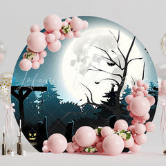 Halloween Forest Spooky Round Backdrop for Haunted Party