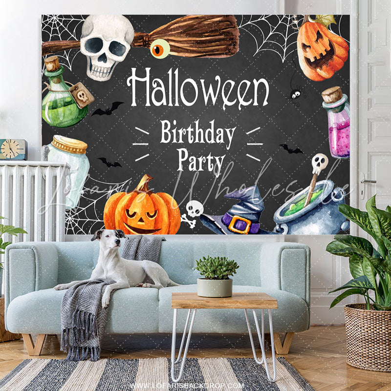 Lofaris Halloween Happy Birthday Party Themed Backdrop For Kids