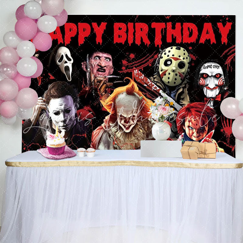 Halloween Horror Movie Birthday Decorations Backdrop