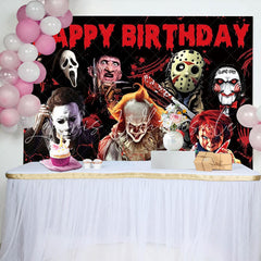 Halloween Horror Movie Birthday Decorations Backdrop