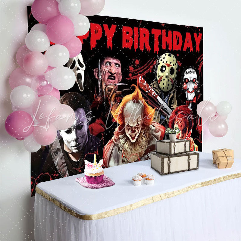 Halloween Horror Movie Birthday Decorations Backdrop