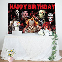 Halloween Horror Movie Birthday Decorations Backdrop