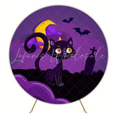 Halloween Kitty Round Backdrop for Spooky Themed Party