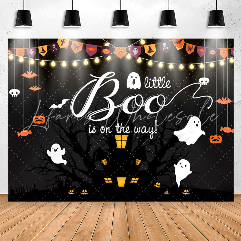 Lofaris Halloween Light A Little Boo Baby Shower Backdrop