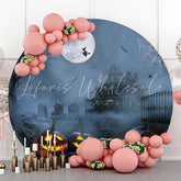 Lofaris Halloween Moon Black Bat Pumpkin House Circle Backdrop