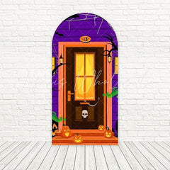 Halloween Orange Door Spooky Arch Backdrop For Festive Events