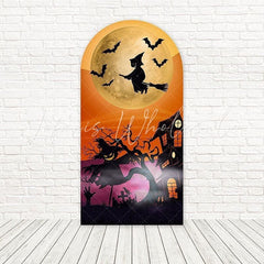 Halloween Orange Witches Castle Arch Backdrop For Magical Nights
