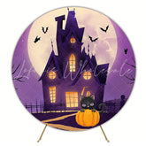 Halloween Pumpkin Kitty Round Backdrop for Halloween