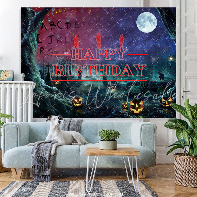Lofaris Halloween Theme Moon Night Backdrop For Happy Birthday