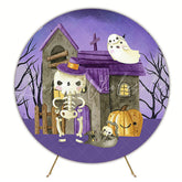 Halloween Watercolor Round Backdrop for Festive Party Event