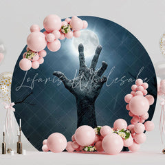 Hand in Cemetery Halloween Round Backdrop for Spooky Vibes
