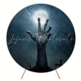 Hand in Cemetery Halloween Round Backdrop for Spooky Vibes