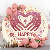 Lofaris Hand Pattern Floral Happy Mothers Day Round Backdrops