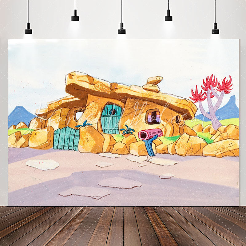 Lofaris Handdraw Style Pristine Stone House Backdrop For Party