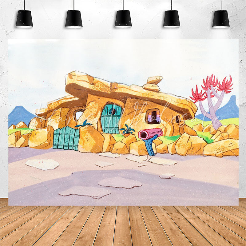 Lofaris Handdraw Style Pristine Stone House Backdrop For Party