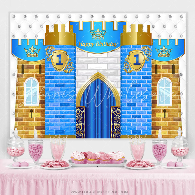 Lofaris Happy 1St Birthday Castle Crown Backdrop For Kids