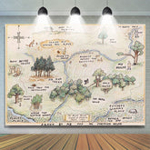 Lofaris Happy Bear Old Style Home Map Birthday Party Backdrop