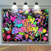 Lofaris Happy Birthday Colorful Graffiti Splash Paint Backdrop