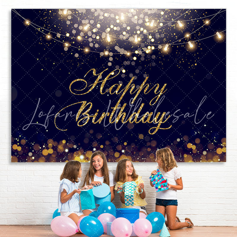 Lofaris Happy Birthday Gold Glitter Bokeh Backdrop for Party