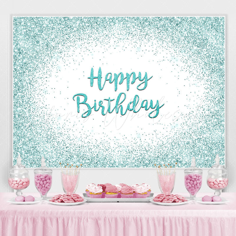 Lofaris Happy Birthday Mint Green Glitter Bokeh Backdrop for Party