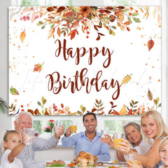Lofaris Happy Birthday Red and Yellow Leaves Backdrop