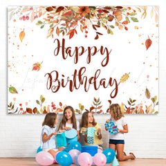 Lofaris Happy Birthday Red and Yellow Leaves Backdrop