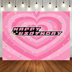 Lofaris Happy Birthday Stars Pink Heart Backdrop For Girl