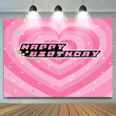 Lofaris Happy Birthday Stars Pink Heart Backdrop For Girl