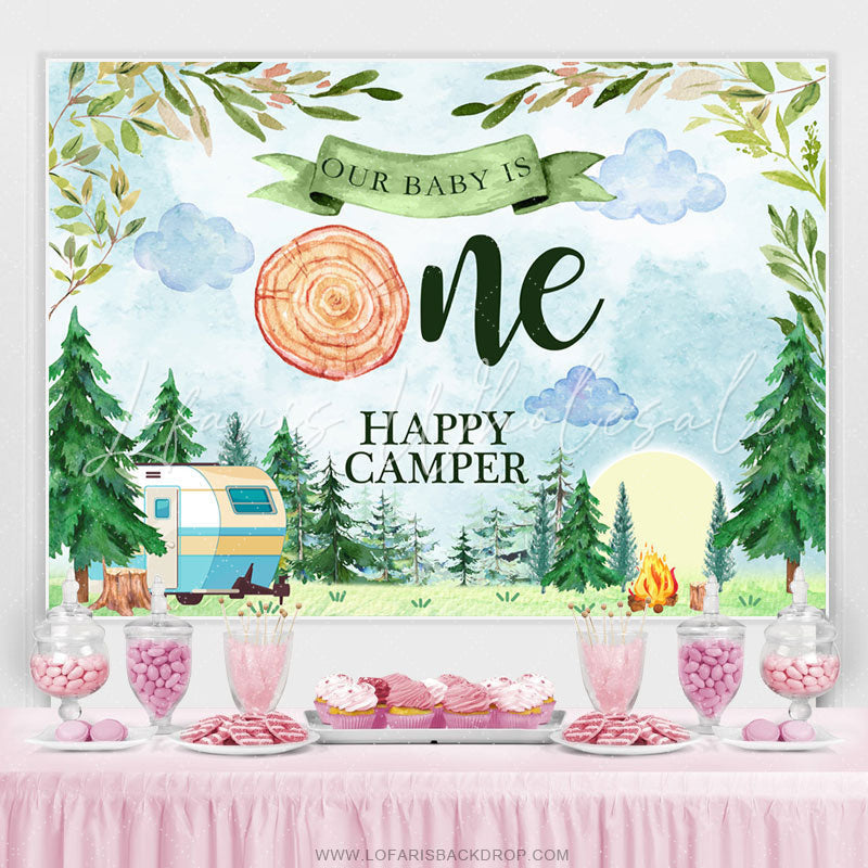 Lofaris Happy Camper For First Birthday Cute Backdrop