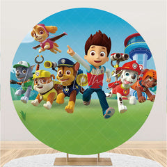 Lofaris Happy Dogs And Boy Round Birthday Party Backdrop