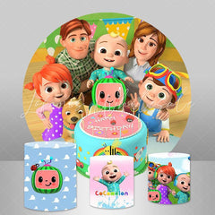 Lofaris Happy Family Birthday Party Decoration Round Backdrop